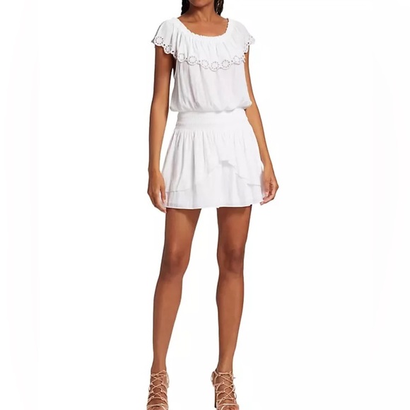 NEW WITH TAGS Ramy Brook White Cynthia Flounce Minidress ~ Medium - Picture 1 of 10